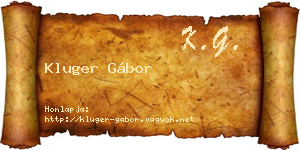 Kluger Gábor névjegykártya